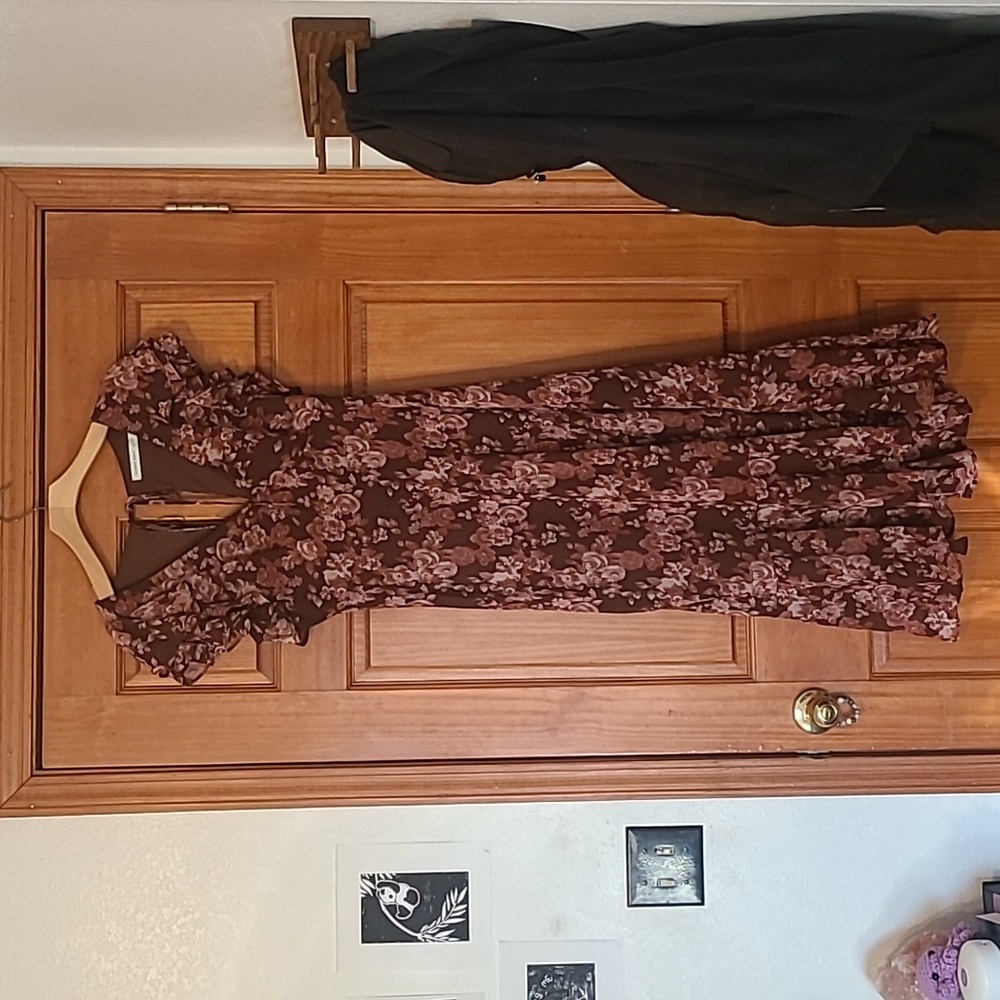 Altar'd State Brown Floral Midi Dress